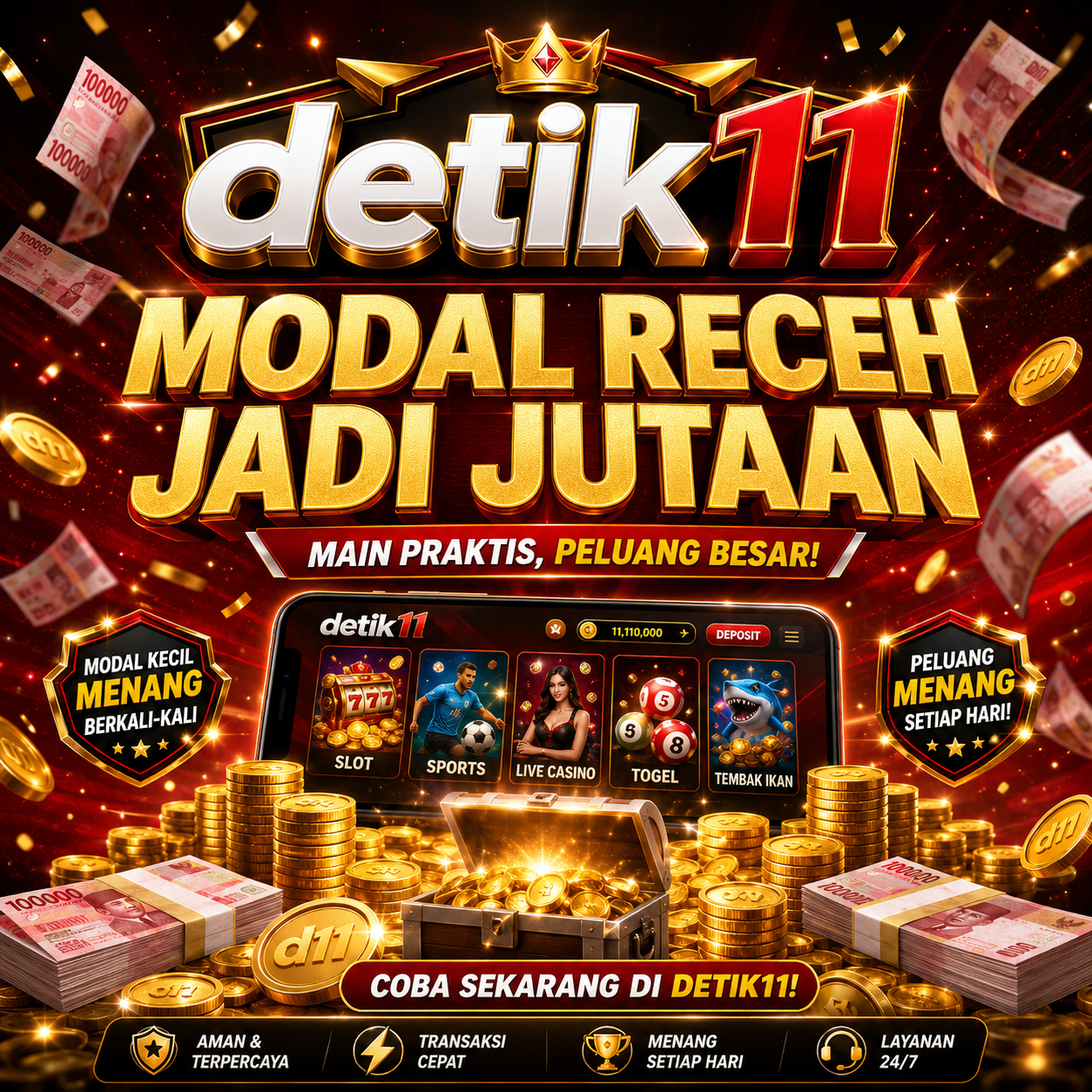 DETIK11 🤼 Tempat Platform Mabar Eksklusif Modal Receh Cvan Terus!